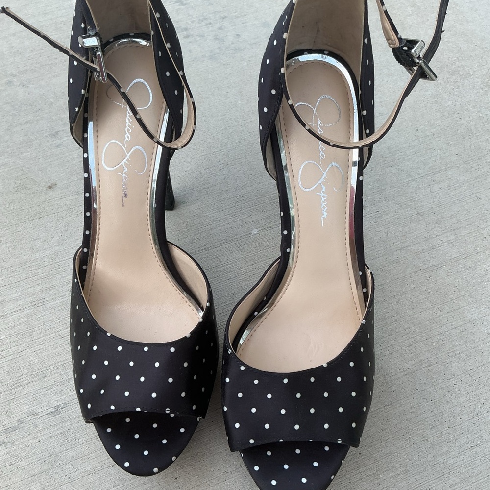 Jessica Simpson Black and White Polka Dot Heels